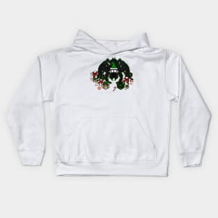 Santa Spider w/ Presents (Green Peppermint 1) Kids Hoodie